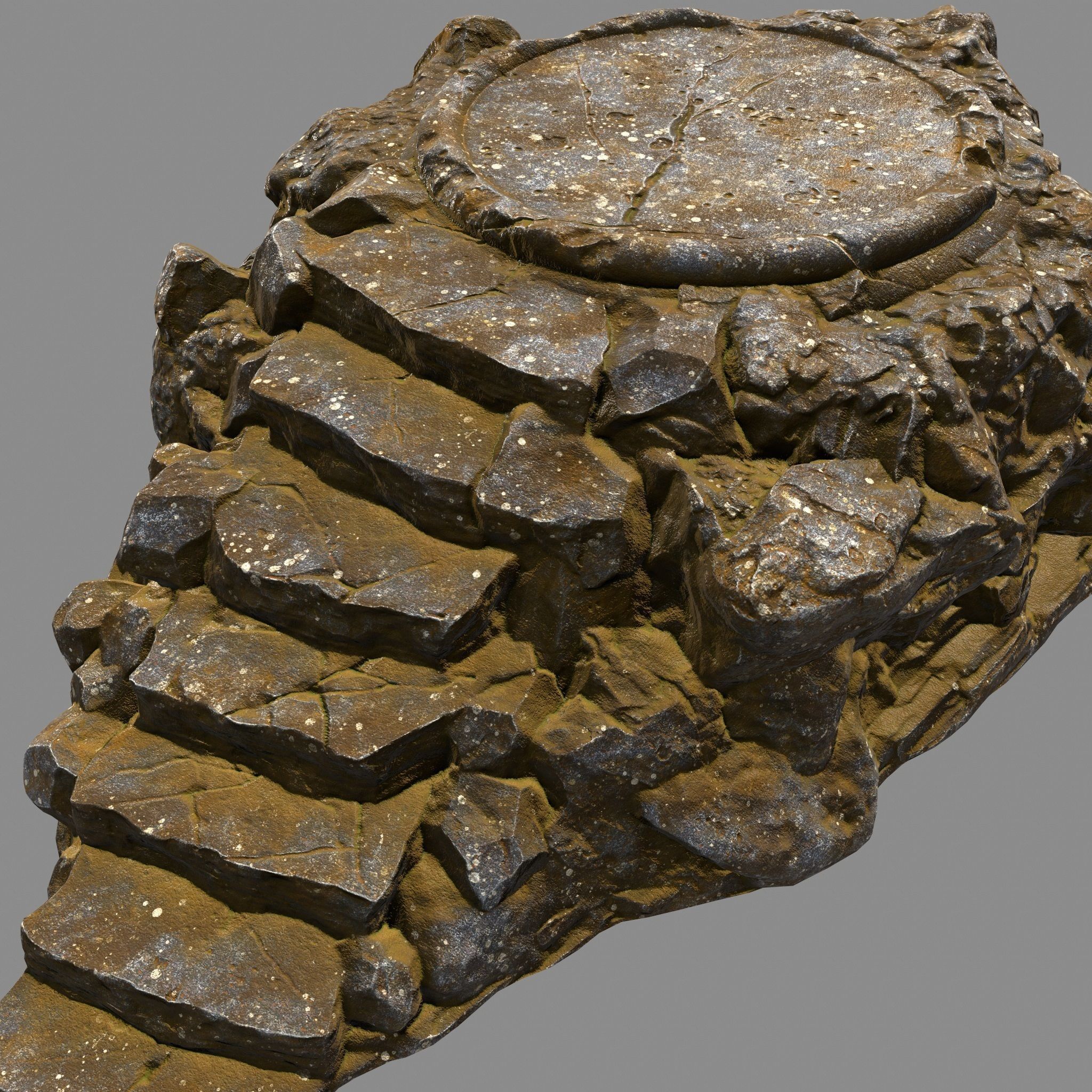 stairway 2 rock with stairs Low-poly 3D model_4