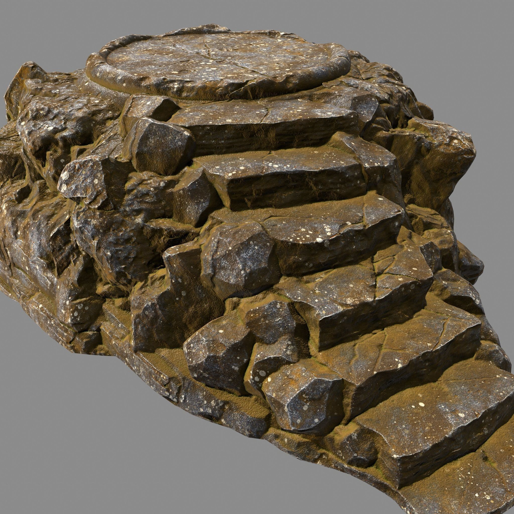 stairway 2 rock with stairs Low-poly 3D model_3