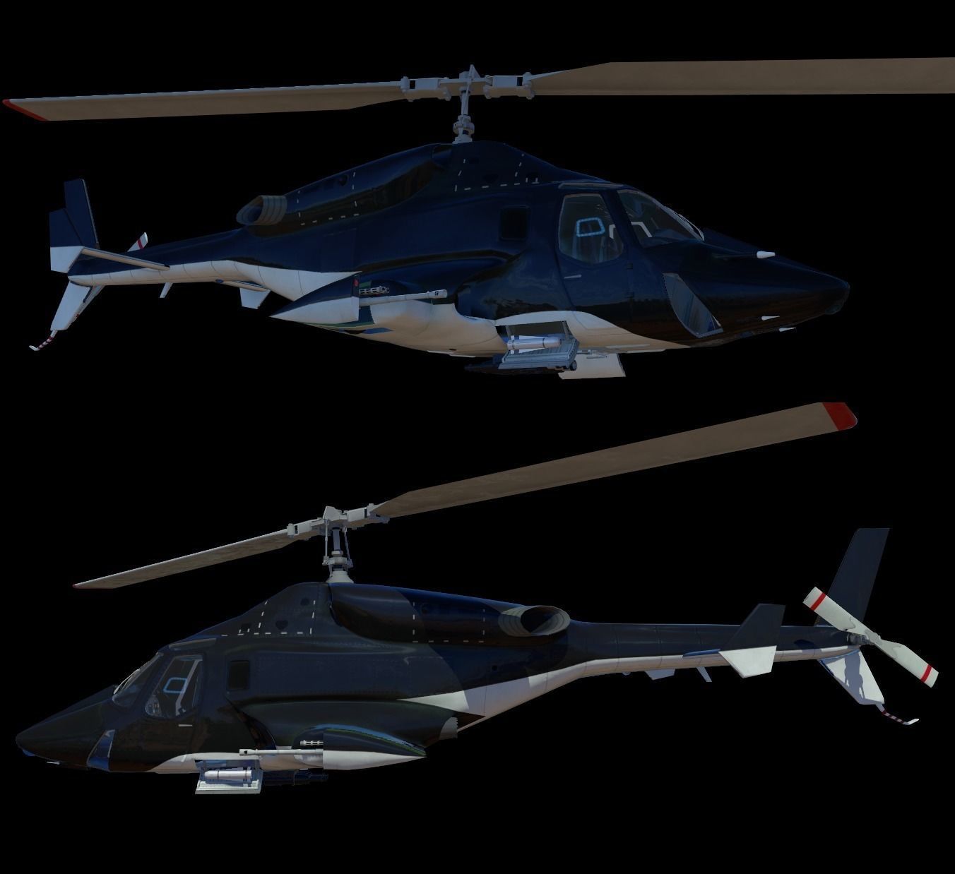 Airwolf Bell 222 Helicopter Low-poly 3D model_2