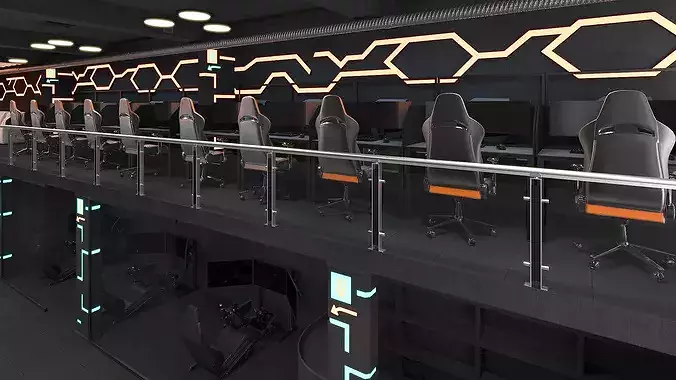 Esports Arena with Gaming Workstations Interior 3D model 3