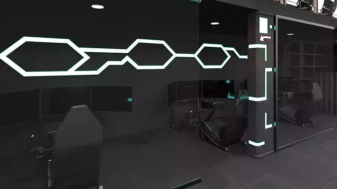 Esports Arena with Gaming Workstations Interior 3D model 6