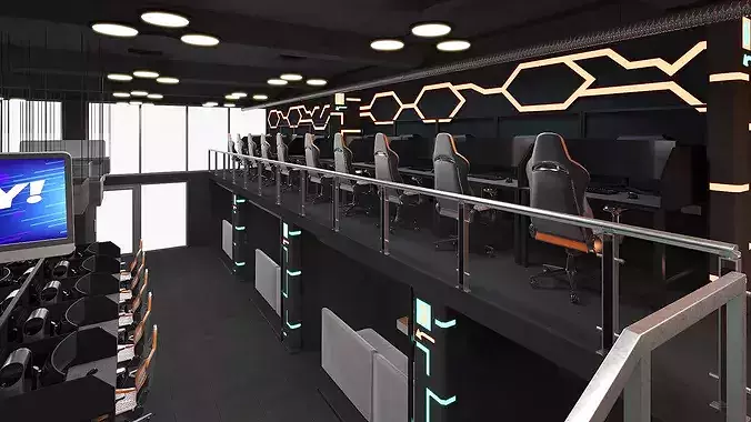 Esports Arena with Gaming Workstations Interior 3D model 5