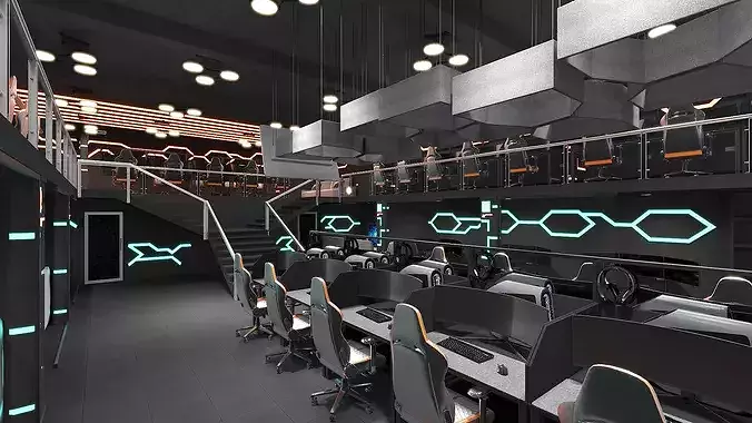 Esports Arena with Gaming Workstations Interior 3D model