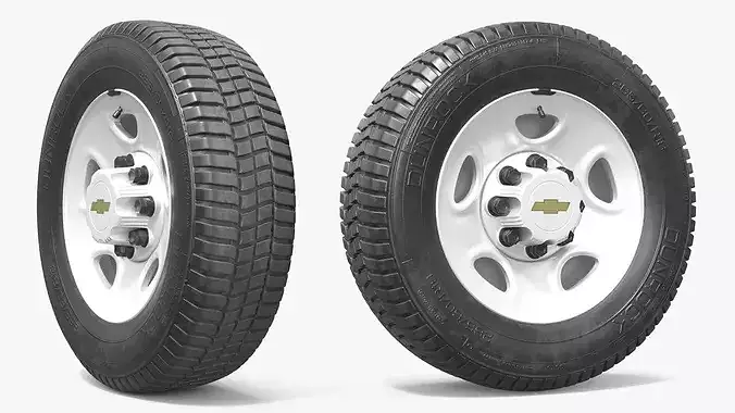 Chevrolet Steel Wheel Rim with All Terrain Tire 3D model