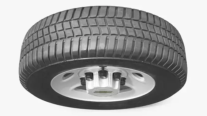 Chevrolet Steel Wheel Rim with All Terrain Tire 3D model 3