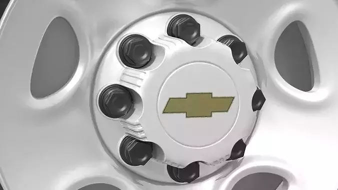 Chevrolet Steel Wheel Rim with All Terrain Tire 3D model 4