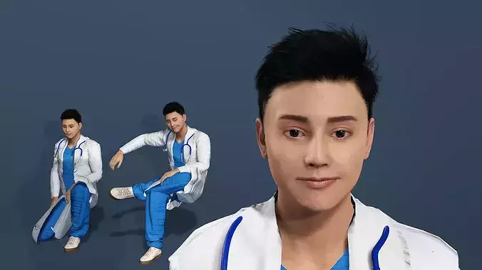 3D Male Doctor Character Rigged Animated