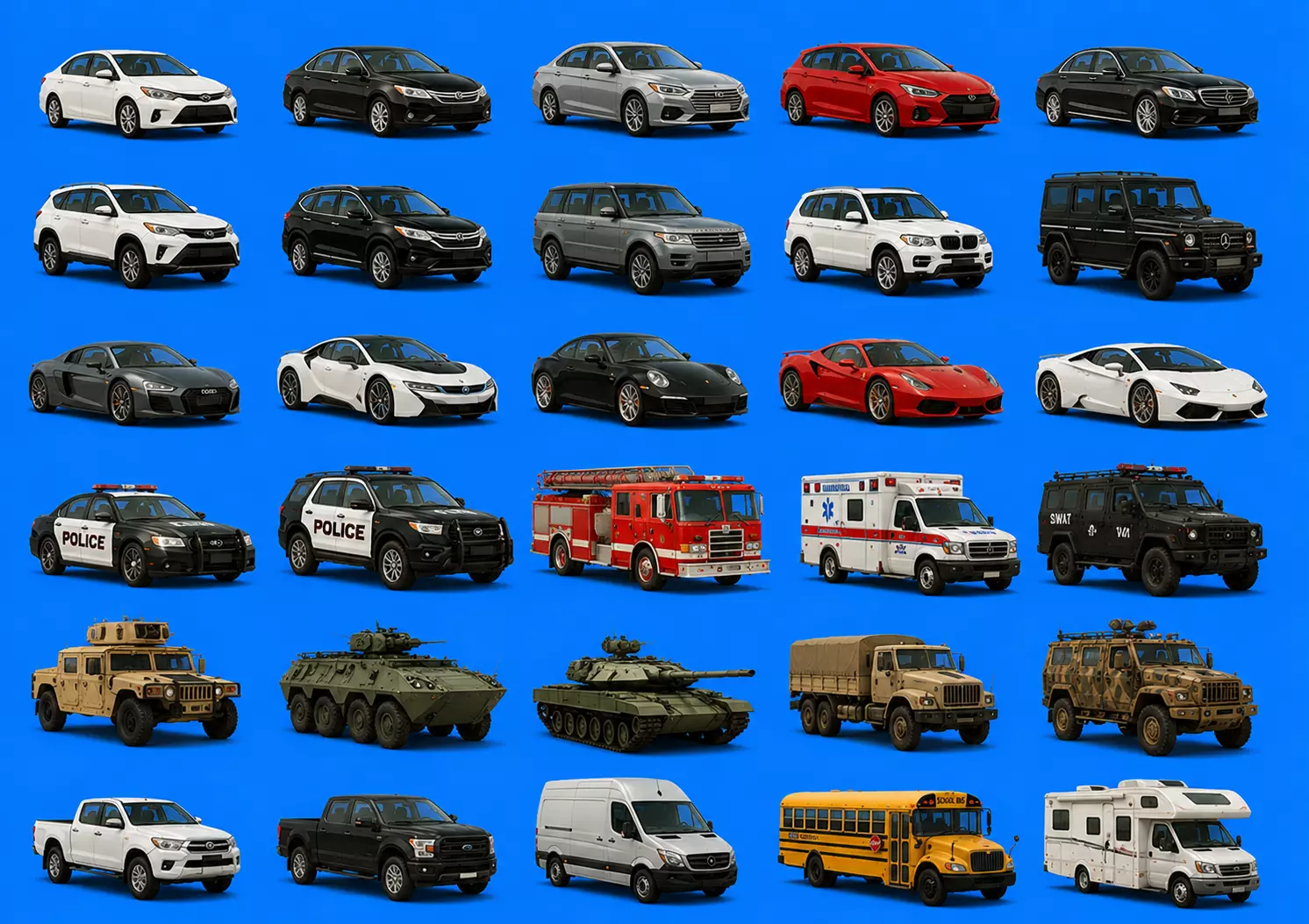 Vehicles pack 50 Low-poly 3D model