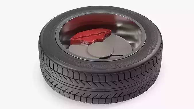 Alloy Wheel Rim with All Season Tire Silver 3D model 5