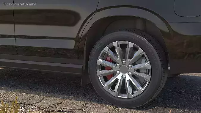 Alloy Wheel Rim with All Season Tire Silver 3D model 2