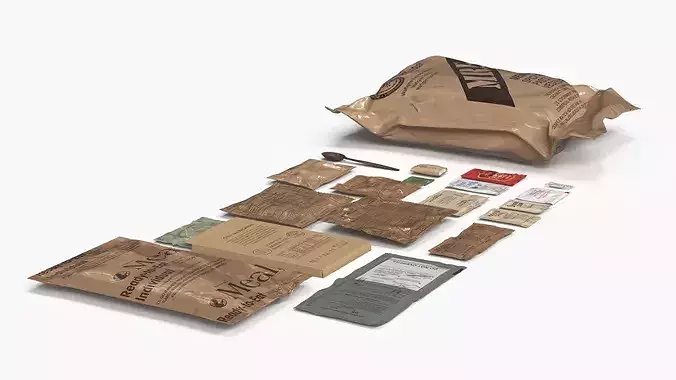 US Military MRE Ration Pack with Food 3D model 3
