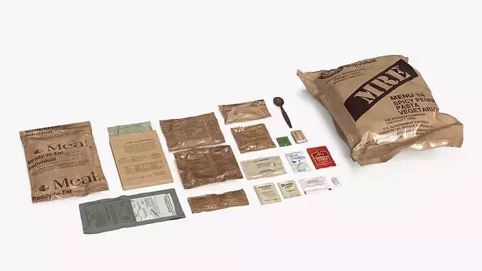 US Military MRE Ration Pack with Food 3D model