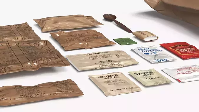US Military MRE Ration Pack with Food 3D model 5