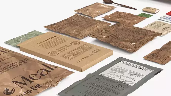 US Military MRE Ration Pack with Food 3D model 6