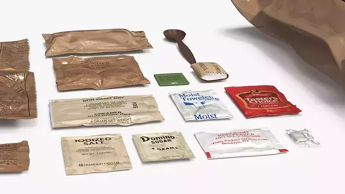 US Military MRE Ration Pack with Food 3D model 7