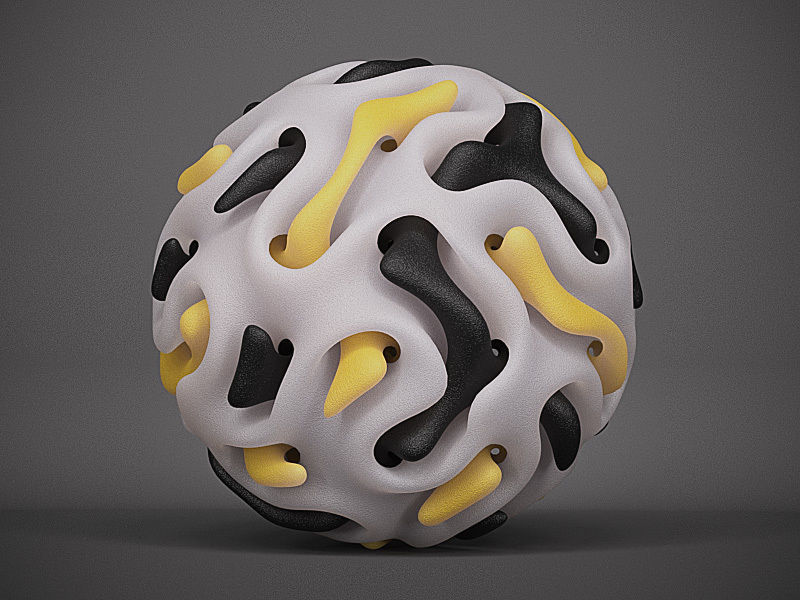 Gyroid Triple Sphere 3D print model_9