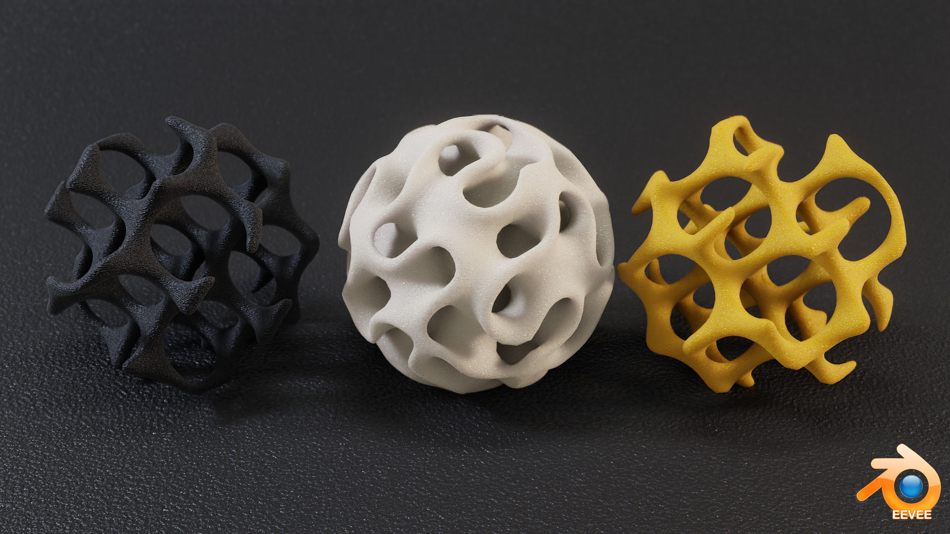 Gyroid Triple Sphere 3D print model_7
