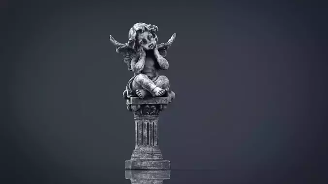 Angel statue of gargoyle Low-poly 3D model