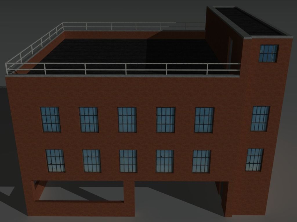 Factory Building 10 Low-poly 3D model_1