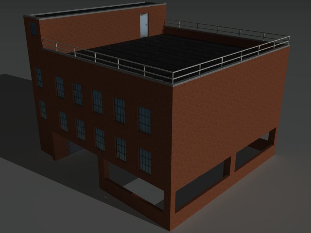 Factory Building 10 Low-poly 3D model_6