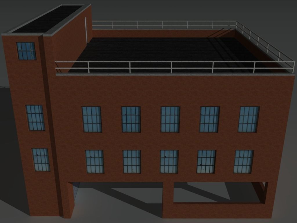 Factory Building 10 Low-poly 3D model_5