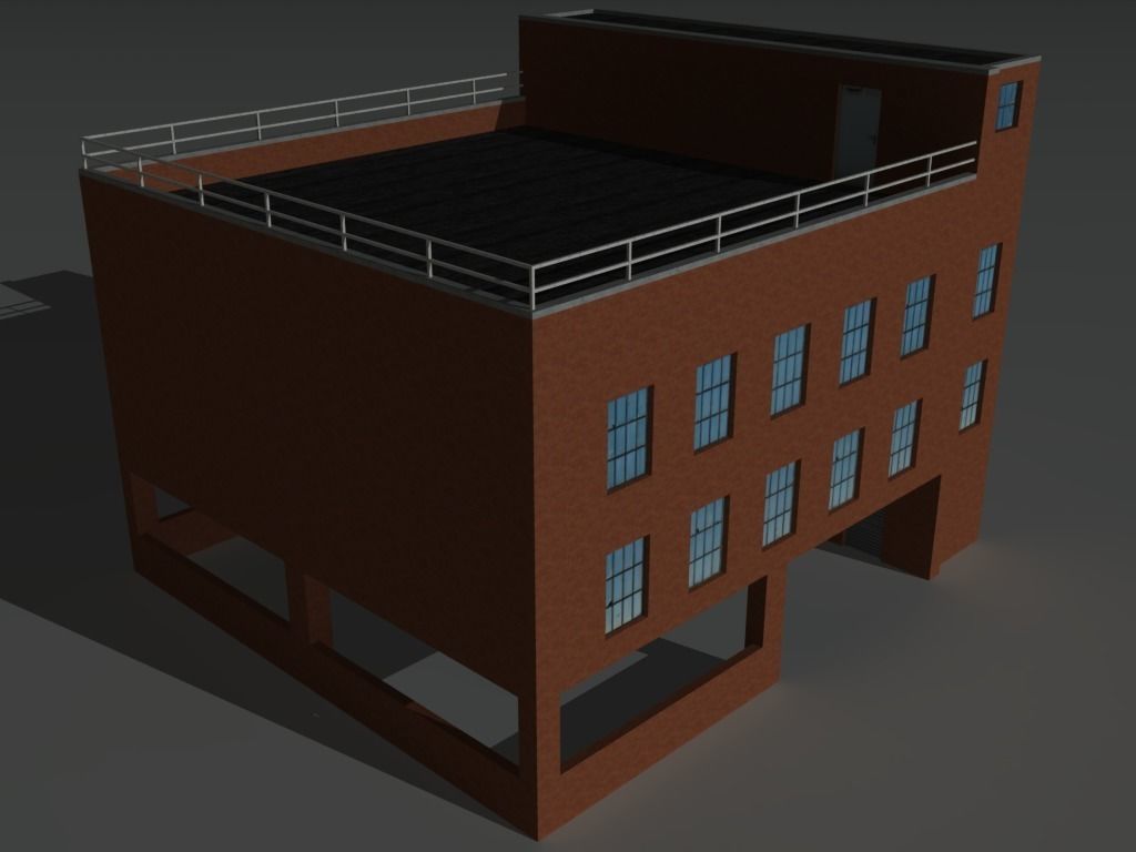 Factory Building 10 Low-poly 3D model_8
