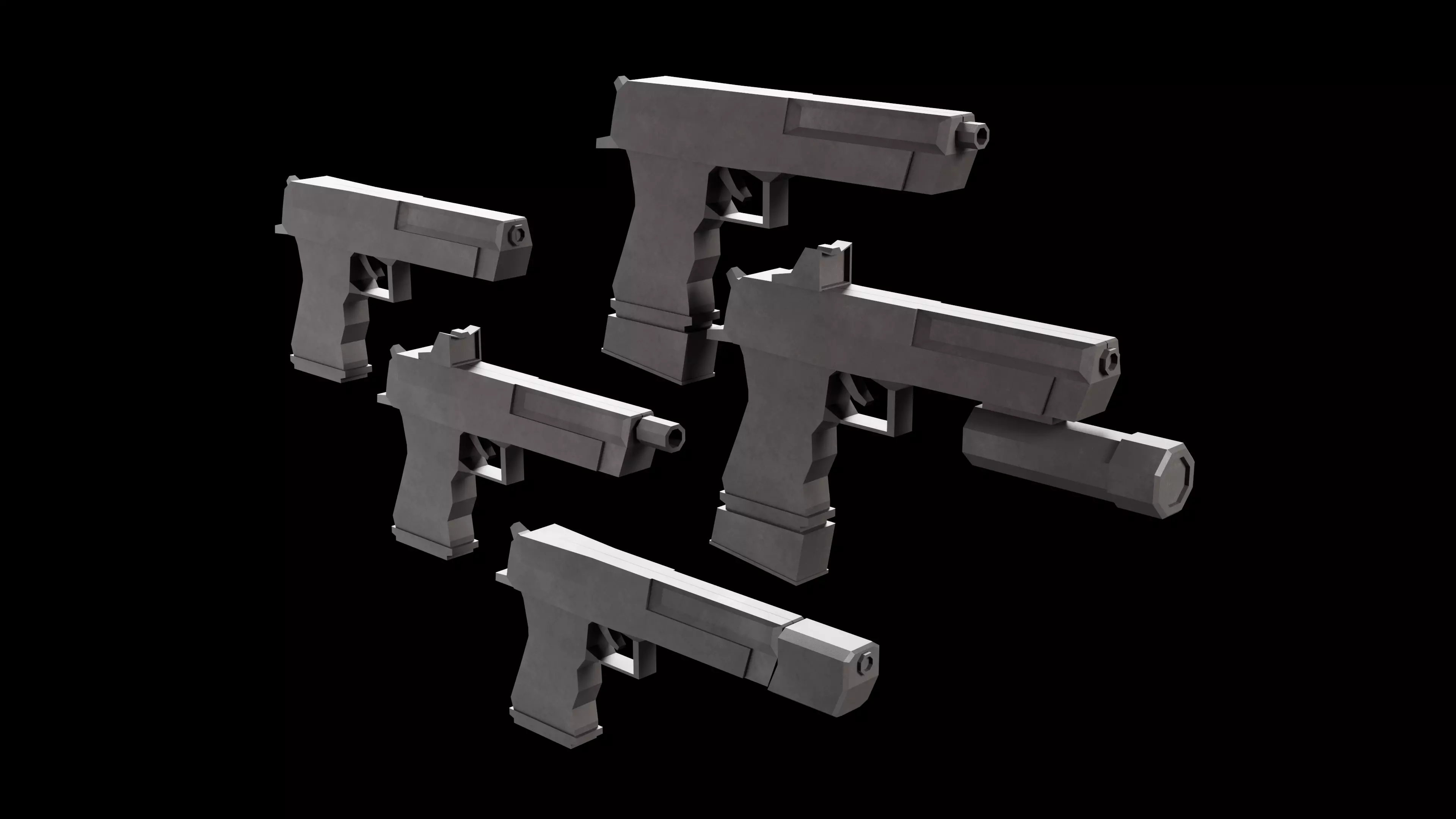 Stylized Low Poly Deagle -5 Variations Game Ready Low-poly 3D model