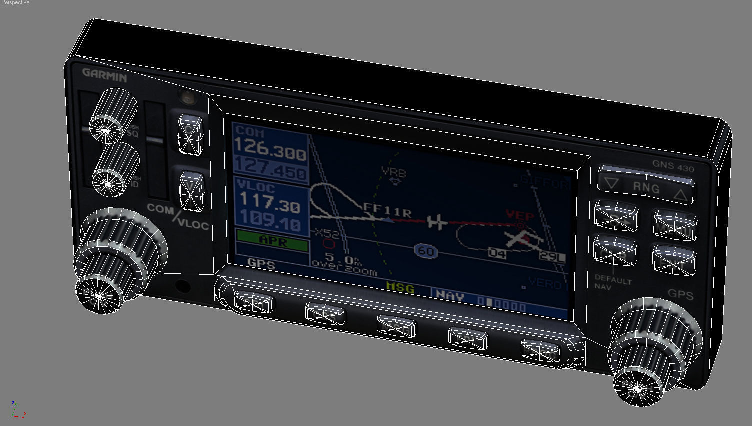 Garmin GNS 430 GPS Nav Comm Low-poly 3D model_6