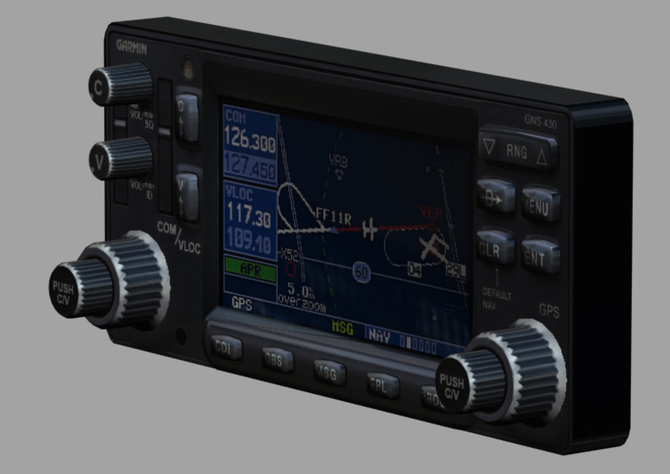 Garmin GNS 430 GPS Nav Comm Low-poly 3D model_2