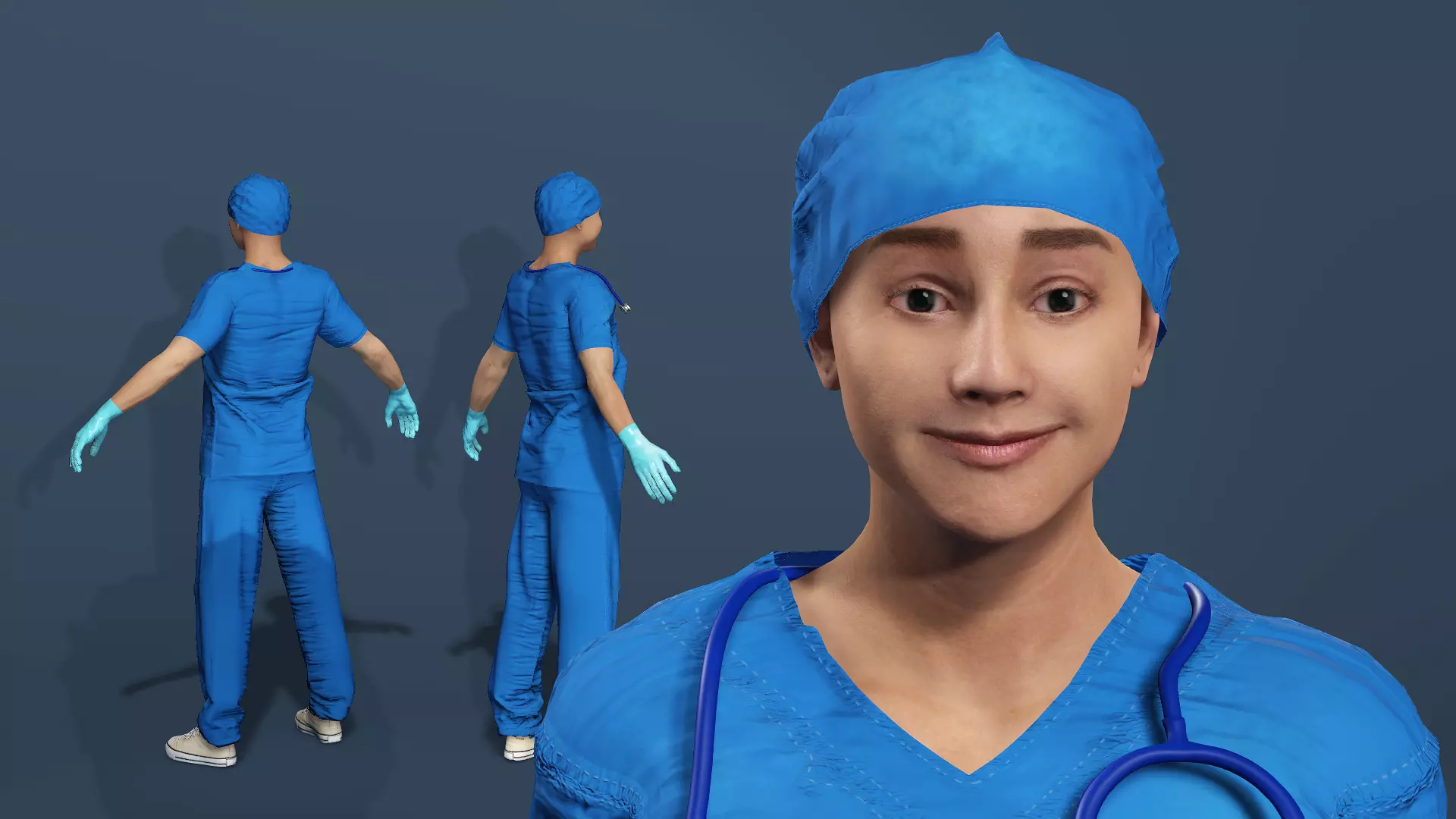 3D Male Doctor Character Rigged Animated Low-poly 3D model
