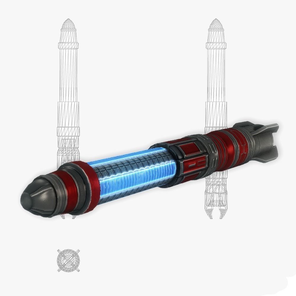 Missile 3 sci-fi low poly Low-poly 3D model_0