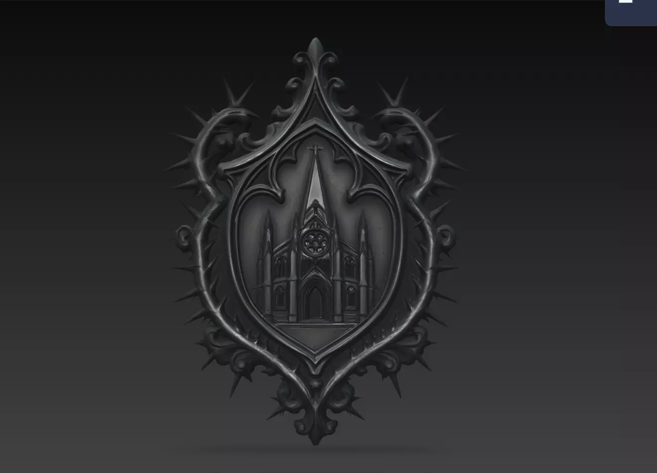 Gothic Thorn Cathedral Relief STL Dark Wall Sculpture 3D print model