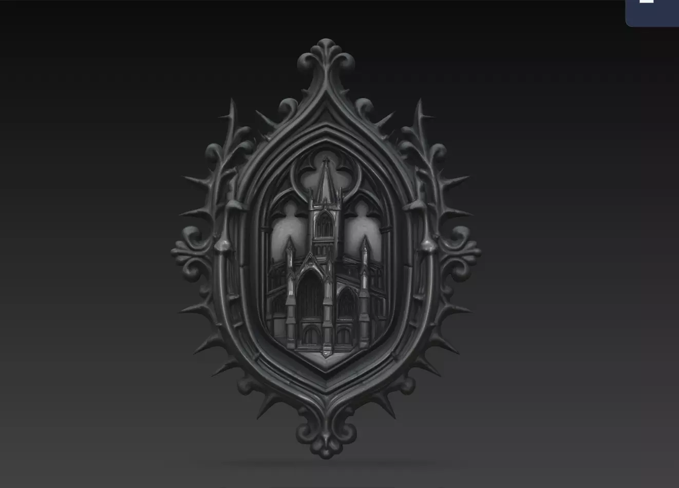Thornveil Gothic Church Relief STL Dark Wall Sculpture 3D print model