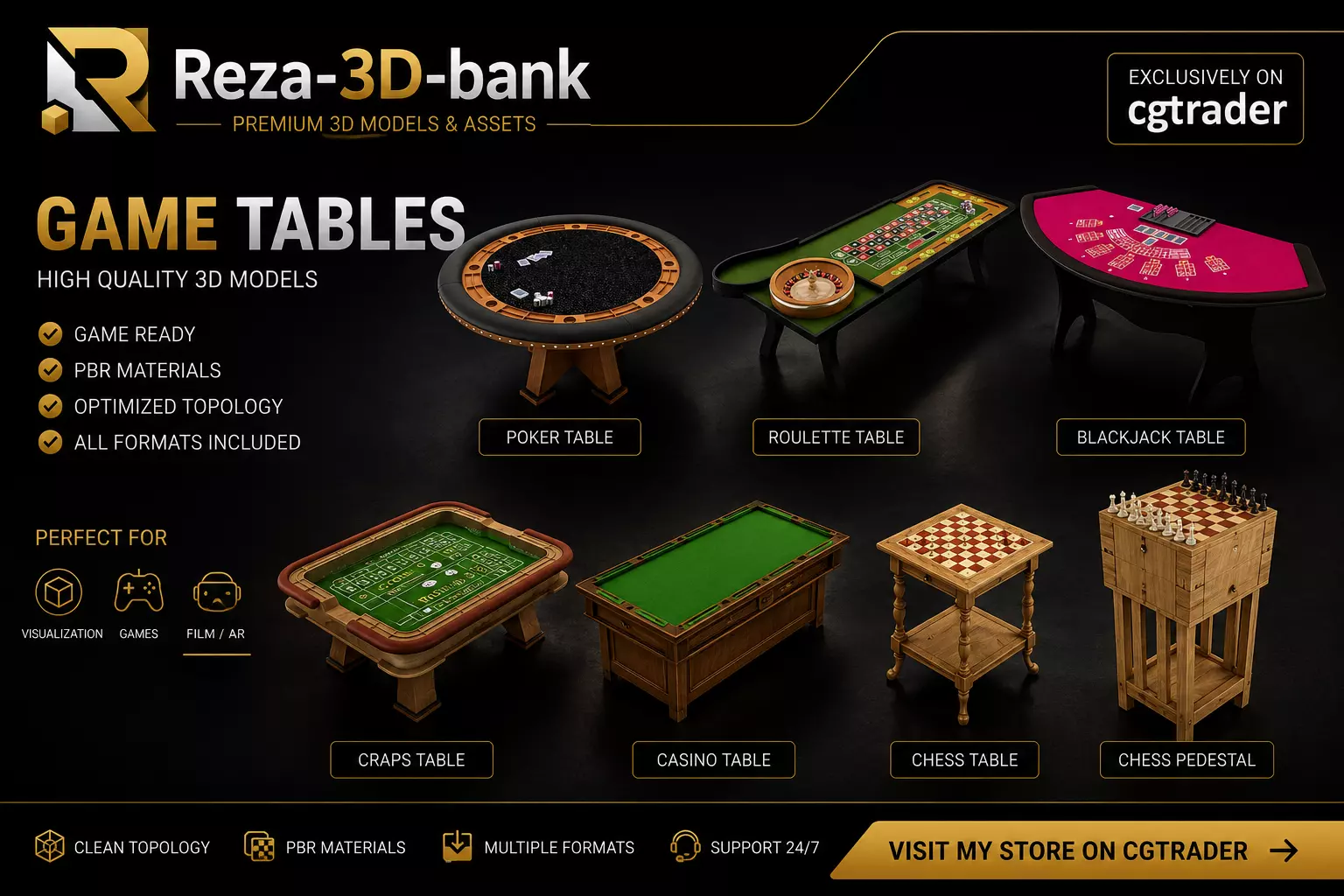 Casino ve Oyun Masalari 3D Model Paketi 3D model