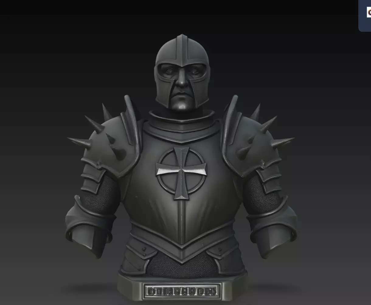 Obsidian Crusader Knight Armor Bust STL Print Model 3D print model