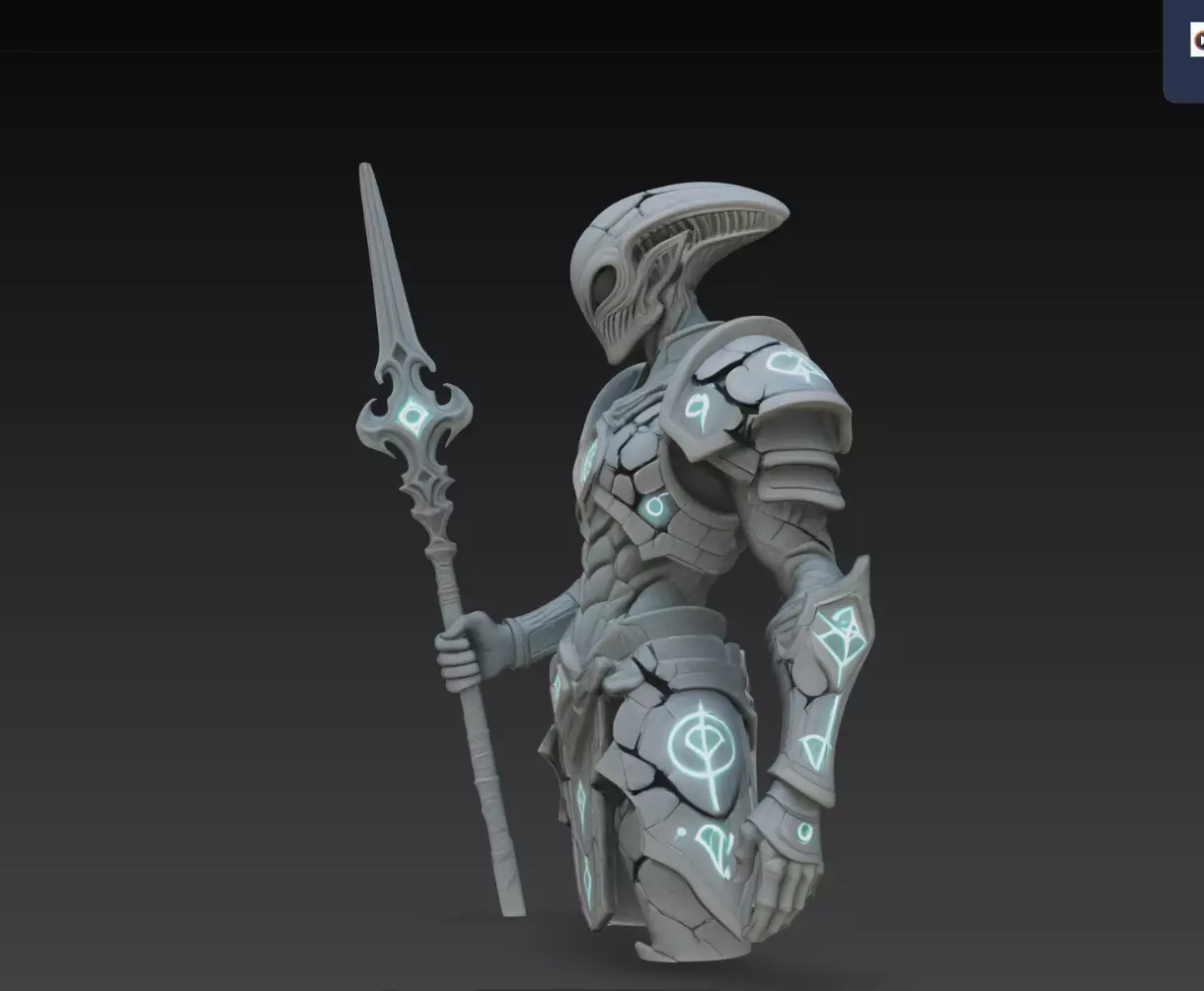 Xytherion Rune Spear Alien Warrior STL Print Model 3D print model
