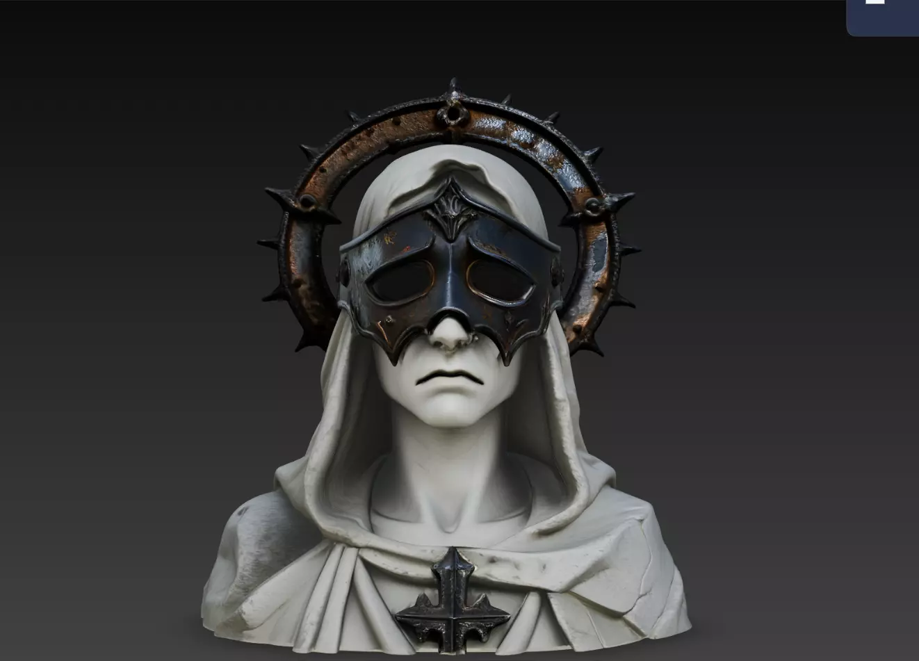 Thornhalo Masked Nun Bust STL Gothic Dark Sculpture 3D print model