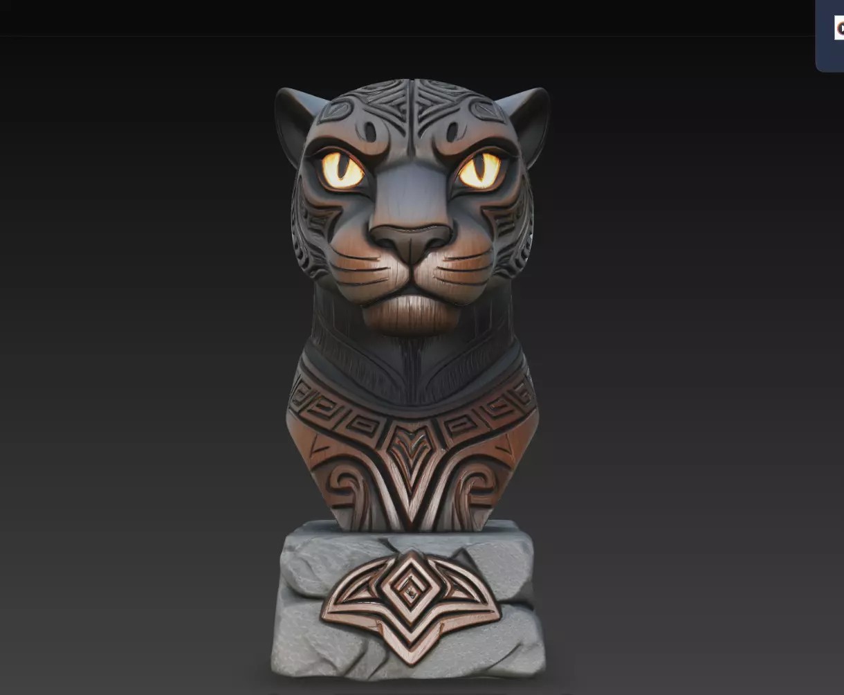 Nightgaze Panther Idol Bust STL Tribal Totem Statue Print Model 3D print model