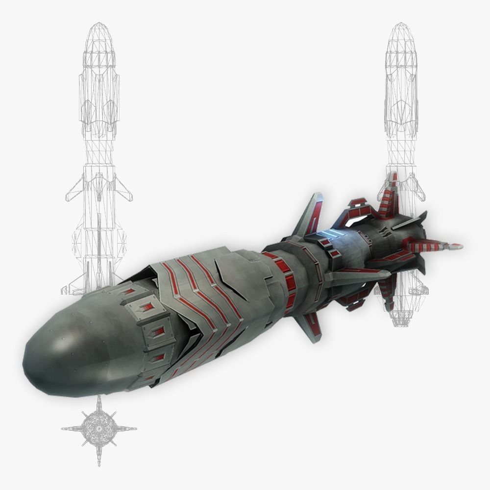 Missile 10 sci-fi low poly Low-poly 3D model_0