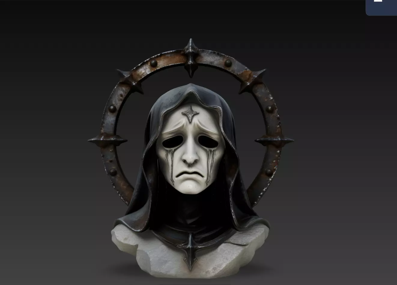 Weeping Thorn Halo Nun Bust STL Gothic Dark Sculpture 3D print model