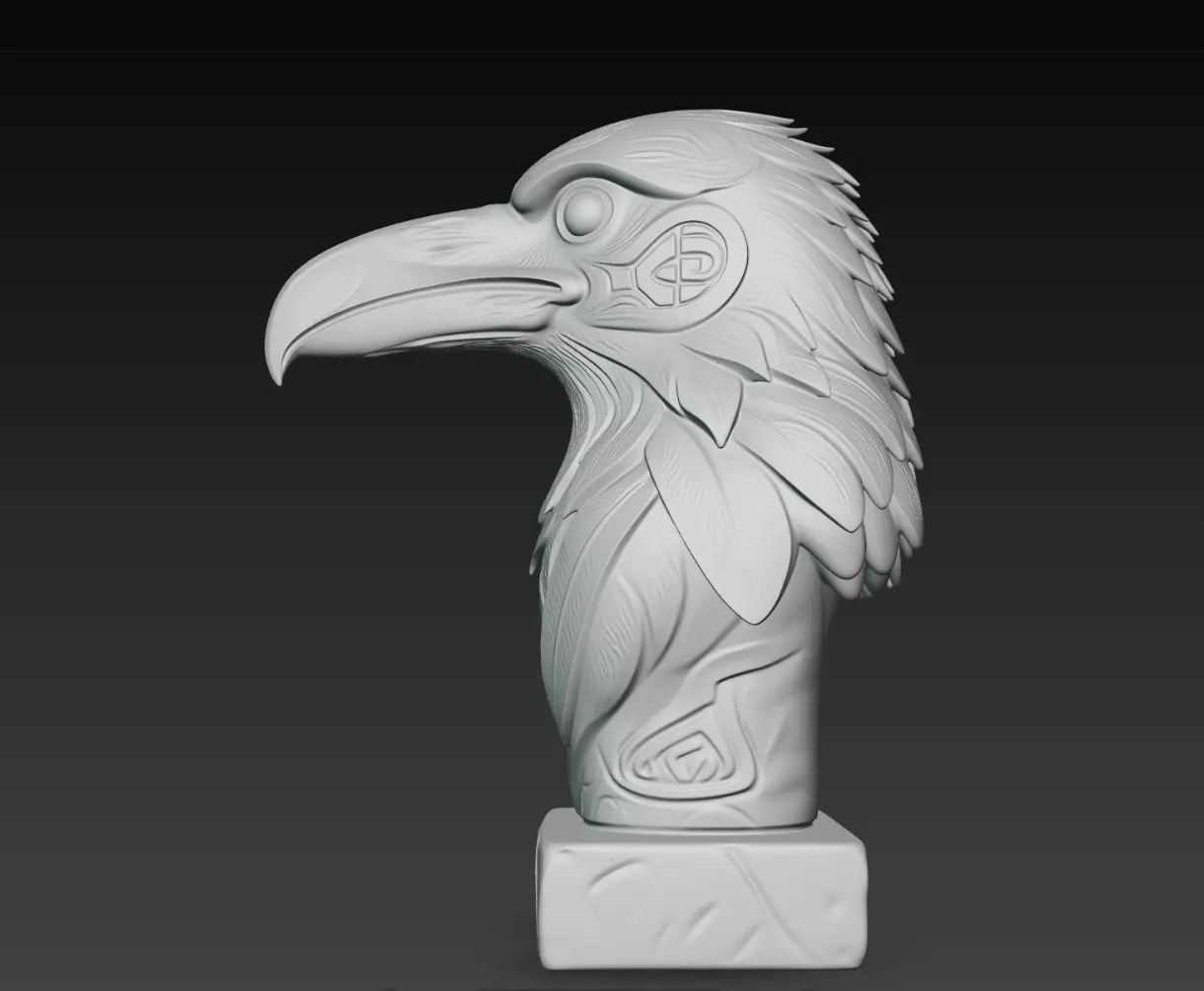 Sidecrest Raven Totem Bust STL Tribal Bird Statue Print Model 3D print model