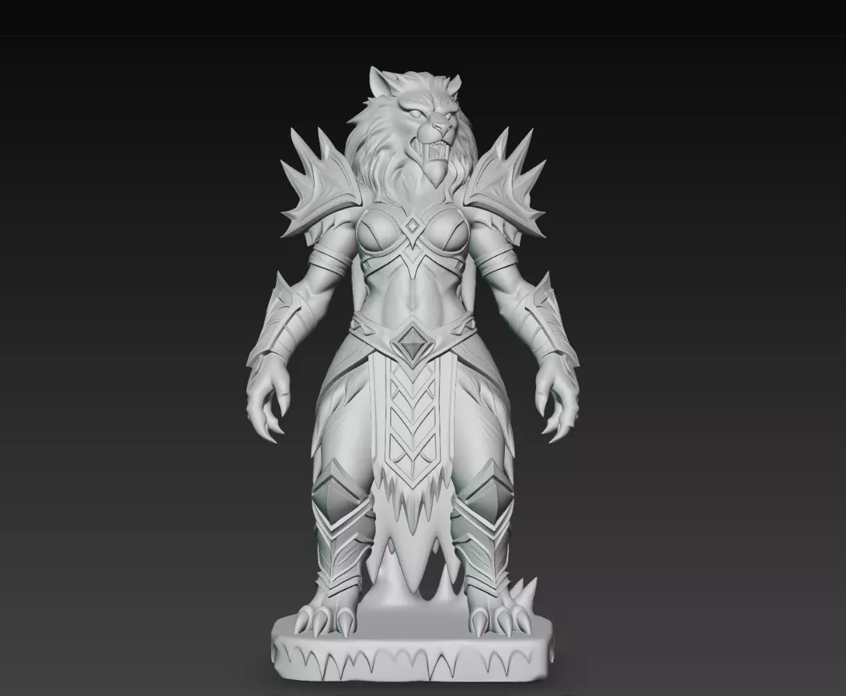 Ice Wolf Beast Warrior Frost Fantasy Statue STL Print Model 3D model 3D ...