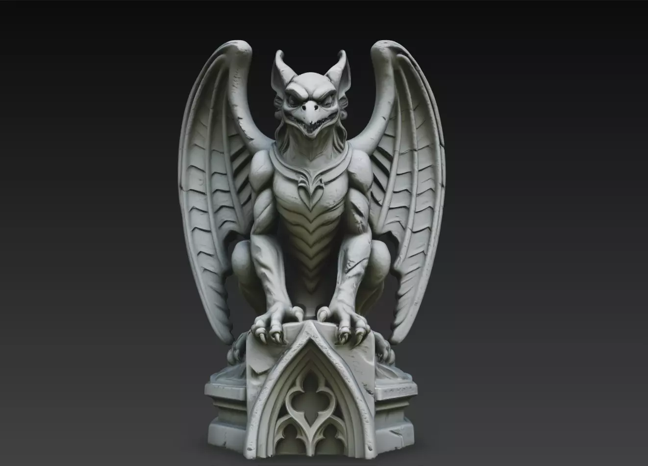 Winged Gargoyle Gothic Cathedral Guardian Statue STL Print Model 3D print model