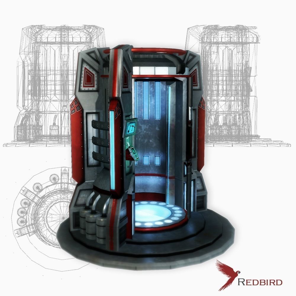 Teleport sci-fi low poly Low-poly 3D model_0