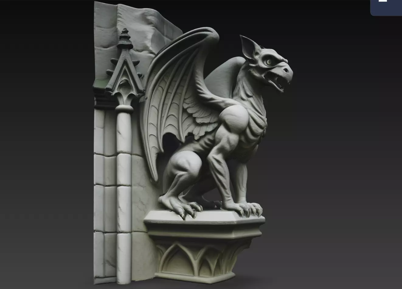 Side Wall Gargoyle Gothic Cathedral Perch Statue STL Print Model 3D print model