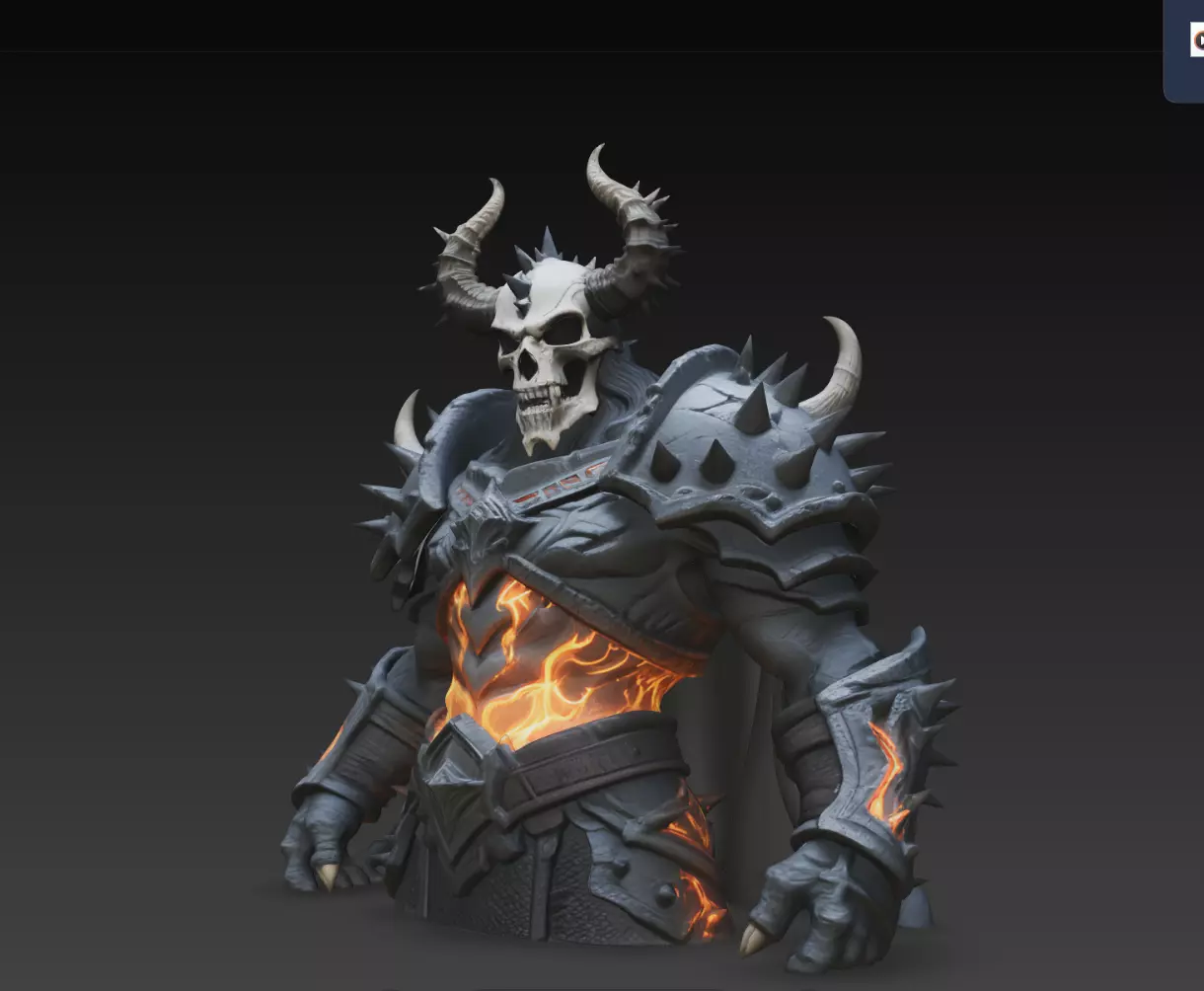 Molten Horned Demon Overlord Bust STL Print Model 3D print model