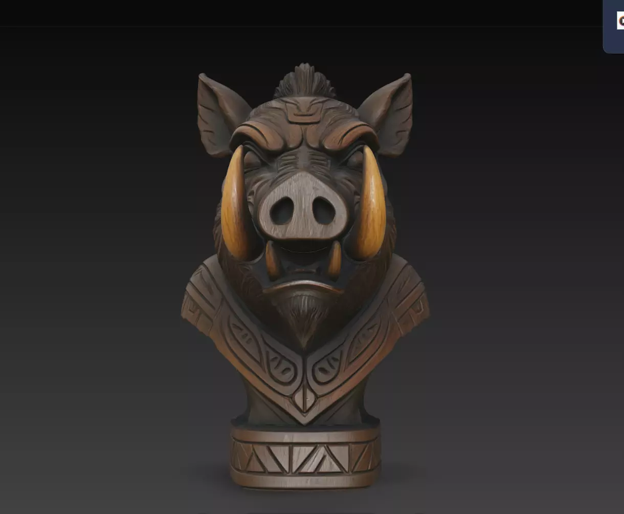 Irontusk Boar Totem Bust STL Tribal Animal Statue Print Model 3D print model