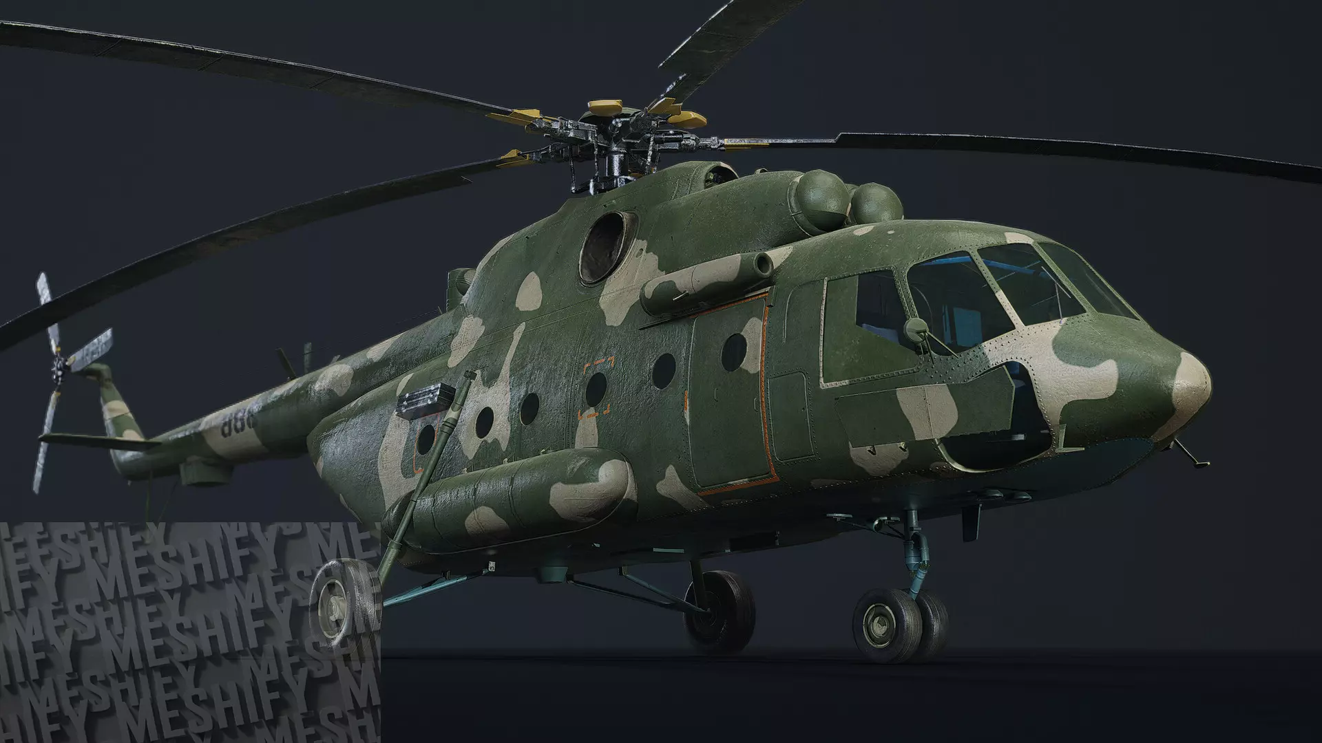 Heavy Military Transport Helicopter Low-poly 3D model