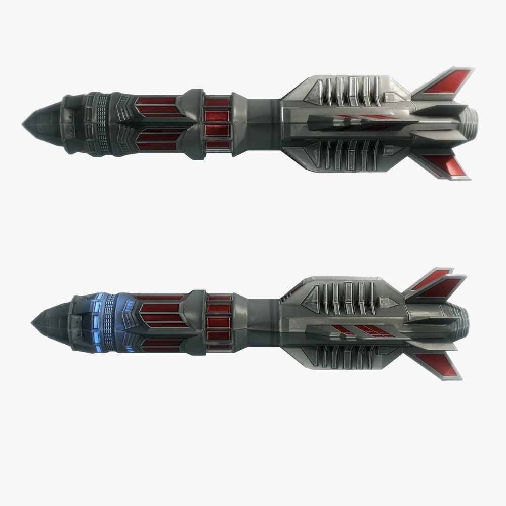 x6 Heavy rocket missiles package Low-poly 3D model_30