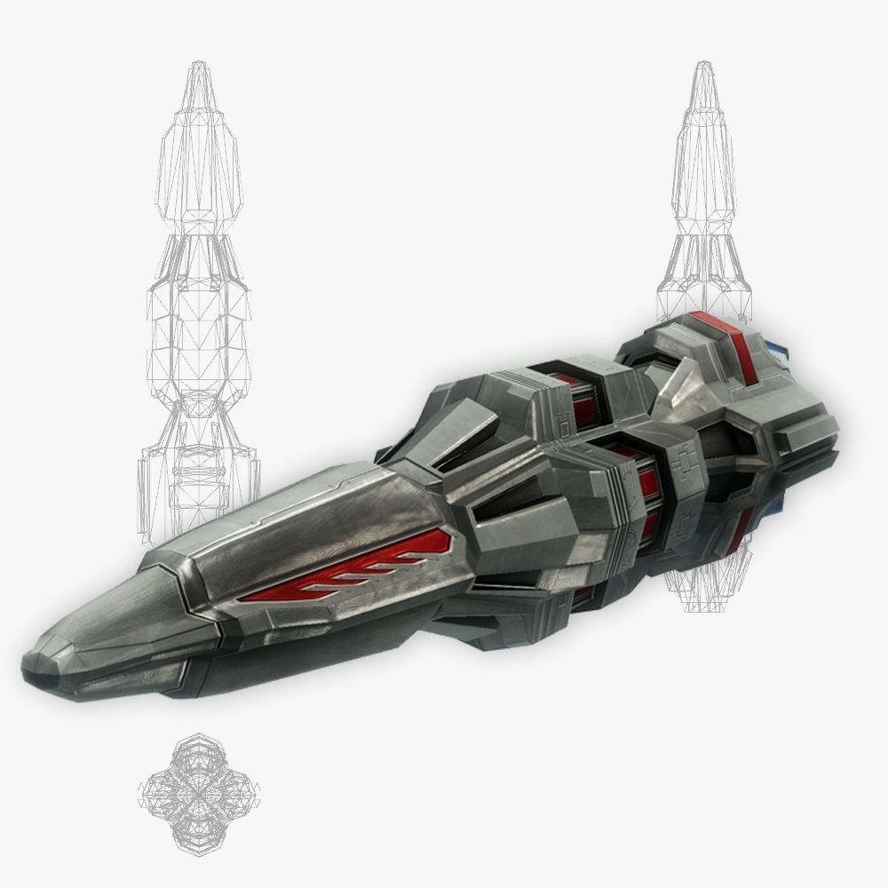 x6 Heavy rocket missiles package Low-poly 3D model_22